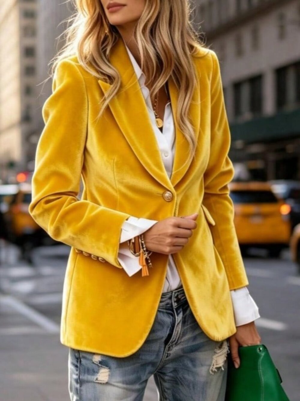Yellow Elegant Women's Suit Coat